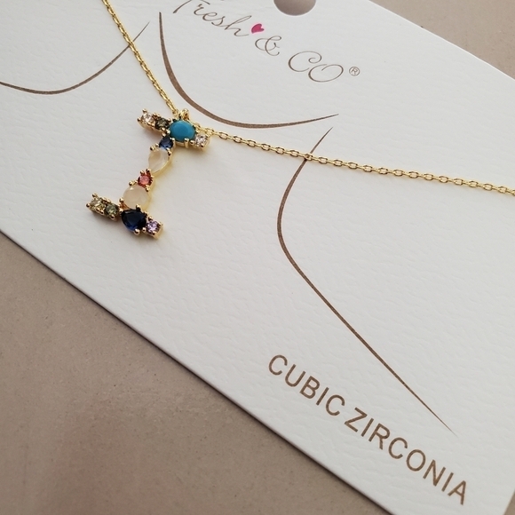 NWT Letter I Zirconia Monogram Gokd Dipped Necklace - Picture 6 of 7